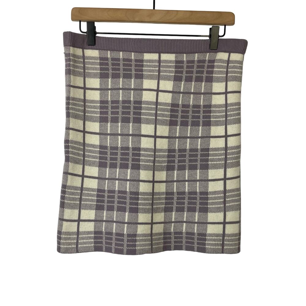 LOVE TREE | NWT Purple & Cream Plaid Knit Pull On Mini Skirt